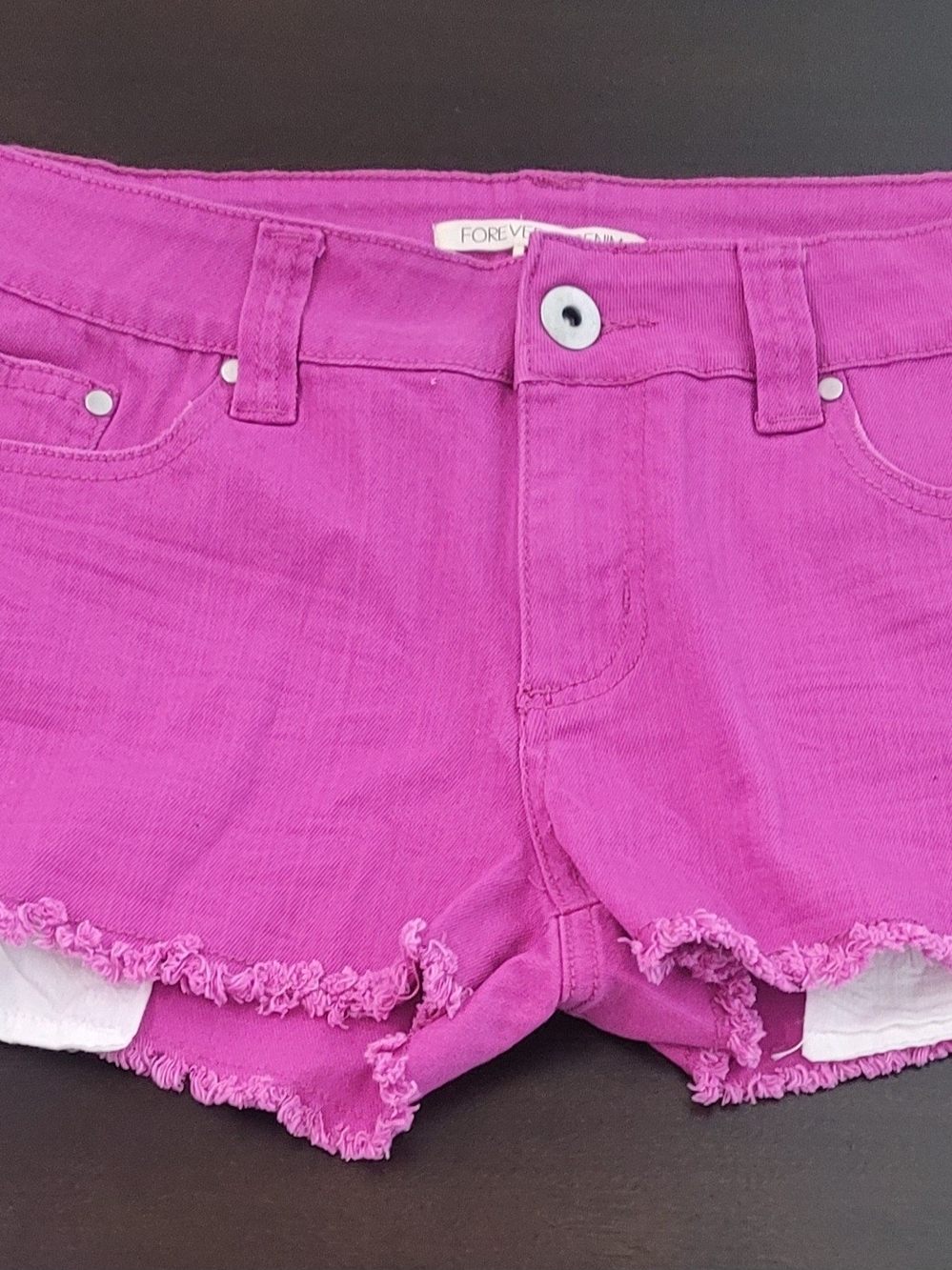 Forever 21 Pink Fuschia Purple Frayed Hem denim shorts